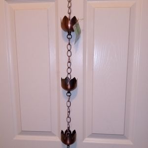 Lotus Flower Rain Chain Copper Yard Garden Decor l